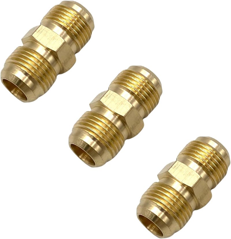 Bumugufu 3 Pcs 5/8 Inch Male Flare Coupling Propane Fittings, 5/8" to 5/8" Flared Tube Fittings for Nature Gas Line, RV Propane and Air Conditioning Line Connection - Image 5